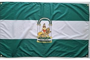 Bandera Andalucia, reforzada con 4 ojales, 150 cm x 90 cm (Andalucia) Ideal Balcones Bandera de Andalucia MateyCo