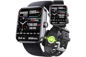 Montre Intelligente Moniteur De Glycémie, Traqueur De Condition Physique De Glycémie avec Température Corporelle Glycémie Fréquence Cardiaque Pression Artérielle Moniteur D'oxygène,Black