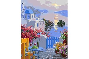 AIRDEA Paysage D'Attrait Du Soir Peinture par Numéros Adultes débutants, Acrylique Peinture Numero Adulte sur Toile, Kit de Peinture à l'huile sur Toile Bricolage avec pinceaux 40X50CM