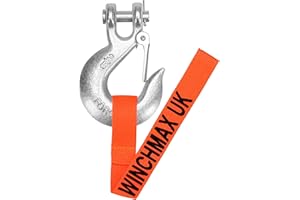 WINCHMAX Winch Hook. 3/8 Inch Grade 70 Drop Forged Clevis Hook. Zinc Plated. Minimum Breaking Force 28,806lb / 12,740kg. Suitable for Winches up to 14,000lb / 6,350kg