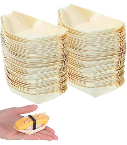 Bol à Collation En Bois De Pin En Forme De Bateau - Jetable, Biodégradable, Pour Frites, Chips, Fruits, Apéritifs, Fêtes - 9