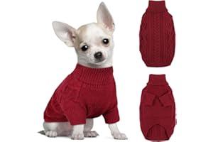 Hjumarayan Pull de Noel Chien, Pull Over pour Chien Petite Taille, Simple Elégant Pull-Overs pour Chiens avec Manches, Sweat Noel pour Yorkshire Chihuahua, Rouge XS