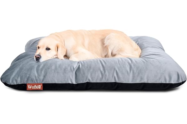WUFSIE Rectangular Reversible Dog Bed Large Size - 70 x 100 Cm, Premium Velvet, Black + Grey