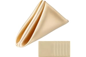 Qianyu 6 Stück Damast Servietten 43 x 43 cm Seidige Weiche Stoff Champagnerfarbe Reißfest Tischservietten waschbar hochwertige für Hochzeiten Bankette Partys