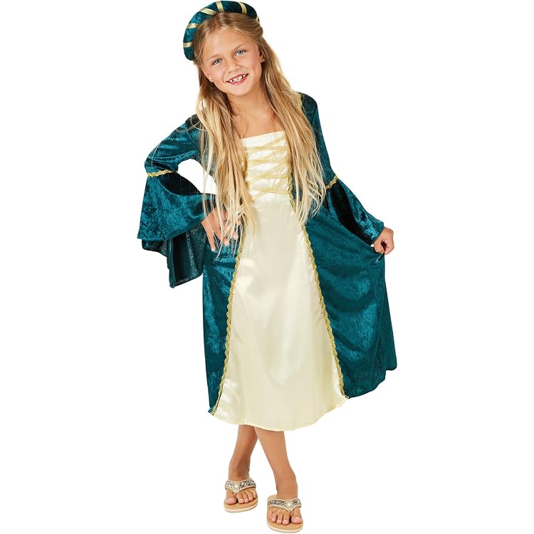 Boland Mittelalter Prinzessin Kinderkostüm – Größe 140/158, Mit Glänzendem Kleid & Goldenen Details