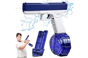 Wikay Pistolet à Eau Électrique,Pistolet à Eau Automatique 58ML+434ML Grande Capacité,Pistolet à Eau à Longue Portée,pour Les Adultes et Les Enfants,Été,Fêtes sur la Plage,Jouets de Piscine (Bleu)