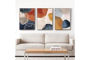 JNAOZI Abstrakcyjne obrazy geometryczne, abstrakcyjny plakat ze sztuką botaniczną, dekoracja domu, dekoracja ścienna, bez ramy (40 x 60 cm x 3, obrazy - 8)