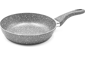 Zanetti Pietra Rara Padella Antiaderente Padella con Alluminio Manico Soft Touch Alta Resistenza, 24 cm Diametro, colore Grigio, Made in Italy