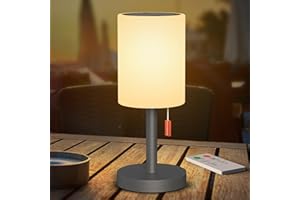‎FUYO FUYO 2in1 Solar Outdoor Tischlampe Kabellos Dimmbare LED Akku Tischleuchte mit WarmesWeiß RGB Wasserdicht Tischleuchte für Innen Außen Schlafzimmer Camping Balkon Garten (Grau)
