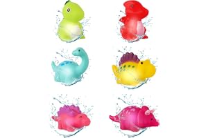6 stycken babybadleksaker dinosaurier flytande badleksaker flerfärgad lysande dinosaurier vattenleksaker badleksaker presente