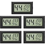 5-Pack LCD Digital Hygrometer Thermometer, Mini Digital Temperaturmesser Feuchtigkeitsmesser für Gewächshaus/Autos/Zuhause/Bü
