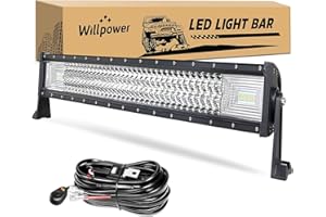 Willpower Triple Row LED Light Bar 32 Inch 405W Super Bright Led Off Road Work Light Bar Spot Flood Combo Driving Lights with Wiring Harness Kit for Car Tractor Truck ATV SUV Boat