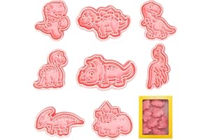SIPHUS Emporte-Piece Dinos 8PCs - Moule 3D Plastique pour Biscuits, Pâtisserie et Décoration de Gâteaux - Cookie Cutter Enfants