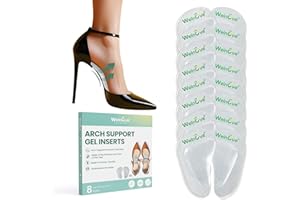Arch Suppprt Pad, Arco di sostegno imbottiture piedi piatti - Welnove 8 paia Gel Solette per fascite plantare, sollievo dalla stanchezza del dolore al piede, Alto 1,2cm