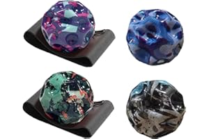 AMBEERT 4 PCS Moon Ball, Moonball, Camouflage Elastic Bouncing Ball Set, 2 Wrist Straps and 2 Without, High Bounce for Indoor and Outdoor Play, Fun, Ultra High Bouncy,Moon for Kids Big Bouncy Toy