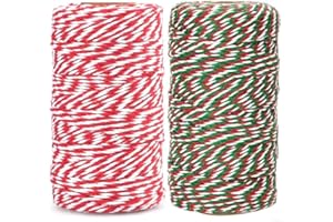 G2PLUS 200 M Sznurek Świąteczny Bawełniany Do Pieczenia, Biały Czerwony, Dekoracyjny Do Kuchni Gotowania, Boże Narodzenie Opakowanie Prezent