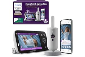 Philips AVENT Philips Premium Connected Videophone, das bisher Beste Babyphone, Schlaf- und Atmungs-Tracking mit KI, Schrei-Interpretation, DEKRA Zertifiziert privat und sicher, SCD973/26