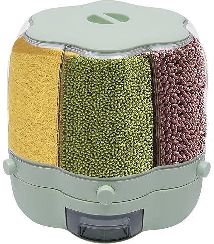 Organisateur Rotatif 6 Compartiments Pour Céréales Et Riz 5 Kg – Boîte Stockage Cuisine PP Étanché