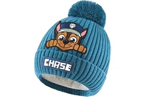 Bonamana Paw Patrol Beanies Mütze Warme Strickmütze Unisex Kinder Chase Skye Marshall Weiche Herbst Winter Tägliche Mützen für Kinder Alter 3-6 Jahre (Blau Chase)
