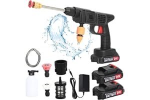 SOMERWAY Akku Hochdruckreiniger, 24V Max 35Bar Mobile Akku-Hochdruckreiniger mit 2 Akku 1500mAh Tragbarer Hochdruckreiniger für Auto, Terrasse, Fenster, Rasen, Pool Black
