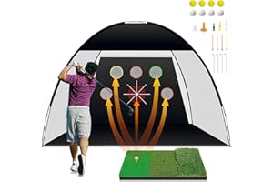 TTCB Sports Golf Practice Net Outdoor, 10x7ft Golf Hitting Net Indoor with Mat & Swing Corrector for Backyard Driving, Chipping, Target Training Equipment Accessories, Gift for Men/Golfer