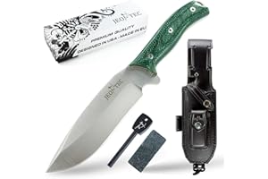 JEO-TEC Nº9 Coltello a Lama Fissa Acciaio Inossidabile, Coltello da Caccia 28 cm, Coltello Bushcraft Fodero In Pelle per Sopravvivenza All'aperto, Caccia, Campeggio, Fatto in Spagna