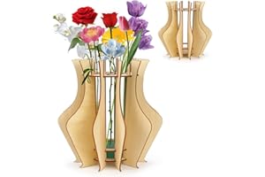 MUMJOOYI Vase für Lego Blumen 3D Vase Holz Vase 20 cm Hoch Blumenvasen Boho Nordic Minimalismus Stil für Home Decor Tischdekoration Geschenk für Lego Blumenliebhaber