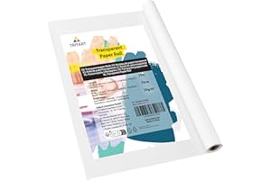 Tritart Papel Calco para Tela - Rollo Papel Vegetal de Seda 50g de 70 cm x 25 m para Patrones Costura Calcos Manualidades y Proyectos DIY