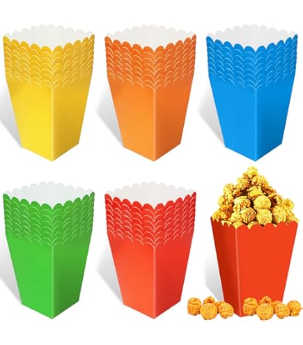 Boîtes Popcorn Lot 50 50 Boîtes à Pop-corn Noires - Pour Fêtes, Cinéma, Anniversaire - Conteneur à Snacks Réutilisable Et Pliable Contenants Snacks Rétro