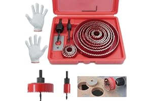 Wkmamo 21 Pezzi Sega a Tazza,Fresa a Tazza 19-127mm,in Acciaio al Carbonio per Trapano, per Legno, Cartongesso（Rosso）