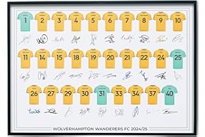 FOOTBALL PRINT SHOP Wolverhampton Wanderers FC Signed 2024-25 Team Poster Print Autographed By Full Squad, Wolverhampton Wanderers Gifts A4 Print Only