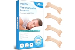 ‎AIZEO Nasenpflaster Schnarchen, 50 Stück Extra Starke Nasenpflaster Besser Atmen für Sport & Bessere Schlafqualität, Gegen Schnarchen, Nose Strips Anti Schnarch Nasenstrips für Sport und Schlaf