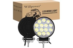 Willpower Focos 4 Pulgadas 10cm 42W Faros LED 12V 24V Barra Luz Trabajo Spot IP67 Impermeable 6000K Antiniebla para Tractor 4x4 Coche Camión Barco Off Road ATV UTV SUV 4WD