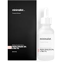 Minimalist Alpha Arbutin 2% for Pigmentation, Blemishes, Dark Spots & Tan Removal - Face Serum with Hyaluronic Acid 1% for All Skin Types, 30ml