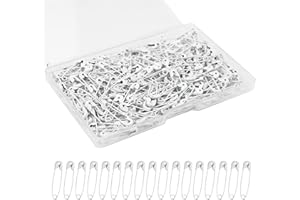 LEIKEDUN 250 Pièces Épingles de Sûreté Petit, 19 mm Mini Épingle à Nourrice, Épingles de Sûreté avec Étui pour Vêtements, Couture, Fabrication de Bijoux, Bricoler, Matelassage (Blanc)