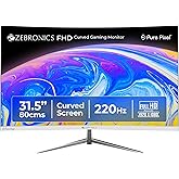 ZEBRONICS 31.5 Inch FHD Curved Gaming Monitor with 220Hz, 300 nits, 1ms MPRT, HDR10, 1080p, Adaptive Sync, HDMI & DP Port, US