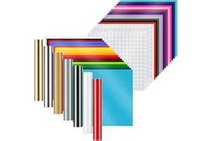 EPRCUT Vinylfolie Plotter 45 Stück 30,5 x 30,5 cm für Cricut, 36 Farben Matt Glänzend Plotterfolie Vinyl und 5 Transferfolie, Outdoor Wasserdichtes Selbstklebend Folie für DIY, Vatertag, Geburtstage