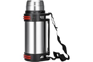 Olerd Thermos - Thermos da 3,0 l, in acciaio inox, con 2 bicchieri, isolamento a doppia parete, con tracolla e maniglia, 24 ore di caldo e freddo
