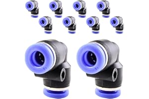 ANGEEK 10 Stück 6mm Pneumatik Steckverbinder 90° Schlauchverbinder Druckluftverbinder PV Luftleitungsadapter Ellenbogen Verbinder