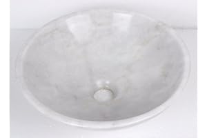 WEISI Oriental White Marble Stone Bathroom Wash Basin Bathroom 350mm Diameter (B0035)