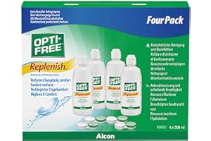 ‎OPTI-FREE Opti-Free Replenish Kontaktlinsen-Pflegemittel, Systempack, 4 x 300 ml