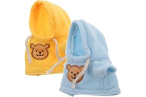 Toyvian 2 Pièces Petit Ours en Peluche Poupée Costume Animal en Peluche Tenue Fille Garçon en Poupée Pull À Capuche Vêtements Mignon Animal en Tenue Vêtements pour 6-8