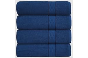 Casabella Pack of 4 Large Jumbo Bath Sheets 100% Egyptian Combed Cotton Big Beautiful Towels (4 Bath Sheet, Royal Blue)