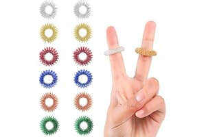 HBINGL 12 Pcs Acupressure Ring, Stress Relief Fidget Sensory Toys Silent Stress Reducer, Fidget Rings Acupressure Rings Sensory Rings Trichotillomania Fidget Toys, Suitable for Home School and Travel