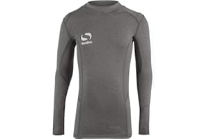 Sondico Kids Long Sleeve Core Mock Neck Baselayer Junior Compression Fit Sports Top (9-10 Years, Grey Marl)