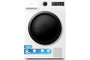 Midea Asciugatrice 8 Kg a Pompa di Calore, Libera Installazione, Classe A++, Asciugatura Veloce,Wool Refresh,15 Programmi,60 x 60 x 85 cm, Bianca - MD11EH80D