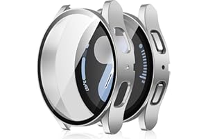 Amizee 2 Pack Screen Protector Case Compatible with Samsung Galaxy Watch 7 Case 44mm, with Built-in Screen Protector Hard PC Ultra Thin Anti-Scratch Protective Cover (Silver/Clear)