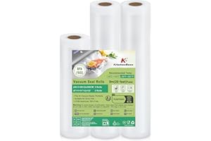 KitchenBoss Rouleau Sous Vide Alimentaire：3 Packs 20/28 x 300cm Sac Sous Vide Alimentaire, Film Sous Vide Alimentaire Convient à Tous les Machine Sous Vide