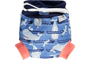 Close Pop-in 3plus Years Old Reusable Swim Nappy Seal to Skin Binding Soft laminate Fast Wicking Fleece Layer and Hidden Waterproof Membrane Whales Print