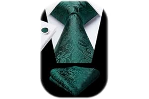 Enlision Corbatas de Hombre Elegantes Conjunto Corbata y Pañuelo con Gemelos Corbata de Color Solido Flores Paisley Modernas para Boda Fiesta Business Oficina Regalo